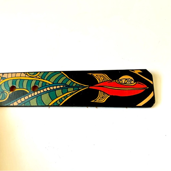 Jon Wye Genuine Leather Happy Astronaut Belt; Sz L 45". Science Space - Picture 9 of 16